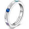 Custom4U Anello Donna con Gemma Pietre Natale 12 Mesi Argento Oro 1/2/3 Nome Personalizzabile Misura IT 09-24 Anello Antiallergico Regalo Per Mamma Amici Amante Compleanno