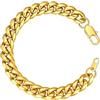 ChainsHouse Bracciale da Uomo a Maglie a Catena in Acciaio Inossidabile Argento/Placcato Oro Catena da Donna Larghezza 6 Mm/14 Mm Lunghezza 19/21 cm con Confezione Regalo per Uomini e Donne