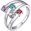 Custom4U Anello Personalizzato Chiuso e Aperto Regolabil 2/3/4/5 Nomi con 12 Pietra Portafortuna Colorata Anello Vero Argento Sterling S925 Antiallergico per Donne Ragazze
