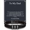 Custom4U Bracciale in Pelle Intrecciata Personalizzato per Uomini, Neri Bracciali con Nome Personalizzato con Incisi Gioielli Regalo per Lui Padre Per Mio Papà Compleanno Anniversario Natale