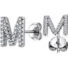 ChainsHouse ChiansHouse Oecchini Donna AAA Zirconi 26 Lettere Argento Sterling 925 A-Z Alfabeto Bome Iniziali Orecchini a Bottone Antiallergico