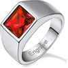 Custom4U Anello con Pietra Portafortuna 12 Mesi Birthstone Colorati Nome Testo Laser Incisione Granato/Ametista/Acquamarina/Alexandnte/Rubino/Topazio Regali Creativi per Uomo Donna Placcato Oro