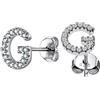 ChainsHouse ChiansHouse Oecchini Donna AAA Zirconi 26 Lettere Argento Sterling 925 A-Z Alfabeto Bome Iniziali Orecchini a Bottone Antiallergico
