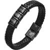 Gamtic Bracciale Uomo Personalizzato in Pelle - Bracciali Pelle Intrecciata Per Uomo, Bracciale Personalizzato Nome Dono del Braccialetto ID Regalo Uomo Papà Nonno Marito Fidanzato (21, Nero - 3 Nome)