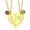 Custom4U Collana Personalizzata Puzzle Jigsaw 2/3/4 Pezzi con Pietra Portafortuna Ciondolo Abbinato Set Personalizzato Famiglia/Amicizia/BFF/Coppia