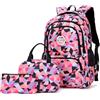 Lengender Zaino per ragazze 3 in 1 per bambini scuola ideale per studenti di classe 1-6, Rosa, 46*30*18cm