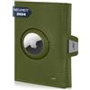 Marc Peter Jupiter Airtag Portafoglio in vera pelle con scomparto per monete, piccolo portafoglio da uomo con RFID | Apple Airtag Mini portafoglio da uomo, verde, MINI PORTAMONETE CON TASCA AIRTAG