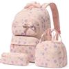 Amythe Set 3 Pezzi Zaino Ragazza 3a-7a Elementare | Zaino Adolescente Sacca Pranzo Astuccio Impermeabile Nastro Elementari Medie