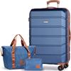 Tavoxda Set di 3 valigie rosa con guscio rigido con borsa da viaggio e borsa da toeletta, 50,8 cm, Blu, 28Inch Set, Hardside moderno