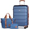 Tavoxda Set di 3 valigie rosa con guscio rigido con borsa da viaggio e borsa da toeletta, 50,8 cm, Blu, 24Inch Set, Hardside moderno
