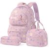 Amythe Set 3 Pezzi Zaino Ragazza 3a-7a Elementare | Zaino Adolescente Sacca Pranzo Astuccio Impermeabile Nastro Elementari Medie