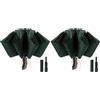 Conlun Ombrello pieghevole compatto anti-tempesta - antivento automatico, rivestimento in teflon 210T, inverso da 105 cm, da pioggia grande 10 ossa Regali di Natale Verde (Confezione da 2)