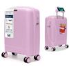 4FLY Trolley Da Cabina Rigido Leggero M - 55×37×20 cm (35L), Valigia Cabina Con Serratura TSA, Porta USB, 4 Ruote Spinner, Manico Telescopico In Alluminio, Conforme Compagnie Aeree