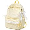 zoocco Polka Dot Backpack Lace Trim School Bag 11.4 × 5.1 × 16.9in (Yellow)