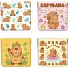 Peacoblue 4 piccoli portamonete in pelle da donna, motivo animali, impermeabile e resistente, mini portamonete, regalo ideale per adulti, Carino Capibara, 11cm x 12cm, Carino Capibara