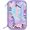 Mitama Astuccio Scuola 3 Scomparti, DOUBLE DIAMOND, Astuccio Attrezzato completo, 47 pezzi, 3 scomparti, Per bambine e ragazze, Scuola e tempo libero