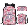 THKVSV Zaino con coniglio lavanda per ragazze e ragazzi carino set di libri per bambini studenti estetico leggero viola 43 cm zaino scuola e set per il pranzo, Koala fragola floreale, taglia unica