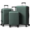 LEADZM Valigie Set 3 Pezzi, Set Valigie Rigide in PP (Verde Scuro) | 4x più resistente, Resiste fino a -35°C, Superficie anti-graffio, Luggage Suitcase Grande 23 kg