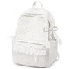 zoocco Polka Dot Backpack Lace Trim School Bag 11.4 × 5.1 × 16.9in (White)