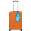 BAKAJI Trolley Valigia Bagaglio a Mano Guscio Rigido In ABS 4 Ruote girevoli Manico teloscopico Regolabile Doppio Scompartimento Interno e Chiusura di Sicurezza con combinazione (Arancione)