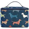 Signare Borsa da toilette da donna, con motivo floreale e creature (bassotto, toilette-DACH)
