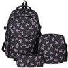 WMFASBAG Set di Zaini in Canvas con Stampa Fiocco per Studenti, Completo di Pranzo e Astuccio, Zaino Grande Capienza per Ragazze, Donne e Studentesse Universitarie,Perfetto per Uso Quotidiano Outdoor