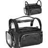 Relavel Valigetta per trucchi, organizer professionale per cosmetici con porta pennelli, Nero, L, Fallow