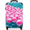 NoBoringSuitcases.com NoBoringSuitcases© Valigia Bagaglio A Mano Trolley Cabina Viaggio Aereo | 55x35x20 cm - Cabin Size Rigida Leggera 4 Ruote Valigie Luggage Palloni - Rosa - Acqua