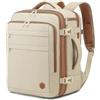 VANKEV Zaino da Viaggio Aereo per Ryanair easyJet Eurowings Espandibile | 40x30x20 24L-30L, Capacità Intelligente, Bagaglio a Mano per Viaggi Lavoro, per Laptop 15,6 Pollici, Zaino Casual, beige