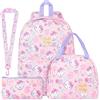 Get Trend Hello Kitty Sanrio Zaino Scuola in Velluto a Coste, 4 Pezzi Set Grande Zaino Bambini con Astuccio, Borsa Termica Porta Pranzo e Lanyard, Idee Regalo per Bambina e Ragazza (Rosa Hello Kitty)