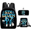 GDFENDU Set di 3 zaini 67 con portachiavi, 40,6 cm Six Seven 3D stampati in 3D, borsa per il pranzo ad alta capacità per ragazzi e ragazze, D, 16, Zaino Anime