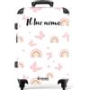 NoBoringSuitcases.com NoBoringSuitcases© Trolley Bambina, Valigia Grande | 72 L - Personalizzabile, Bambini, TSA, Ragazza, 23 kg (67 cm) (Arcobaleni rosa, farfalle