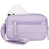 HYJMA Portafogli da polso da donna in nylon trapuntato RFID portafoglio con 3 cerniere borsa per viaggio, Viola chiaro, 7.5 x 1 x 5.1, Casual