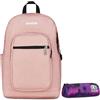 Invicta Zaino Scuola Jelek, Rosa Scintillante, Doppio Scomparto Con Tasca per PC e Tasca per Borraccia, 34 lt, Scuola Media e Superiore, Zaino Ragazza + BUSTINA SPACE PINK INVICTA