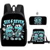 GDFENDU Set di 3 zaini 67 con portachiavi, 40,6 cm Six Seven 3D stampati in 3D, borsa per il pranzo ad alta capacità per ragazzi e ragazze, C, 16, Zaino Anime