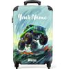 NoBoringSuitcases.com NoBoringSuitcases© Valigia Bambini, Trolley Bambino, | 55x40x20 cm - da Viaggio, Bimbo, Personalizzabile (Camion mostro - Verde)