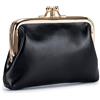 Karoukee Portamonete da Donna in Vera Pelle, Piccolo Portafoglio con 2 Scomparti Separati, Elegante Portamonete per Donna, Chiusura Clic-Clac in Oro