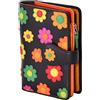 VISCONTI Portafoglio donna 100% pura pelle portafoglio protezione RFID Portafogli bifold multicolore in confezione regalo Borsa Daisy (DS82) - Medium 10cm x 14cm - Fiori/Rosso