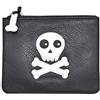 Mala Leather Portamonete e carte di credito con teschio e scheletro RFID, in vera pelle di alta qualità con portachiavi interno, colore: