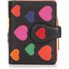 VISCONTI Portafoglio da donna in pura pelle 100% portafoglio con protezione RFID portafoglio bifold multicolore in confezione regalo 'Polka' Borsa (LV) - Small 9cm x 11.5cm -Love/Cuori