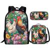 THKVSV Zaino con coniglio lavanda per ragazze e ragazzi carino set di libri per bambini studenti estetico leggero viola 43 cm zaino scuola e set per il pranzo, Gallo Margherita, taglia unica, Zaino