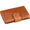 BRASS TACKS Leathercraft Portafoglio Donna Uomo Verticale Tri-fold Classico in Pelle Vera in Stile Vintage Fatto a Mano Blocco RFID