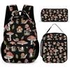 rayprint Zaino con porta pranzo e set di trousse per cosmetici Fungo (6) Borsa per libri Zaino da giorno Borse portaoggetti