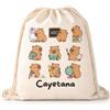 Gifters | Sacca Coulisse Personalizzata Capibara | Borsa Bambino con Nome 34 x 42 cm | Sacco in Tessuto per Bambini | Sacca Asilo Personalizzata