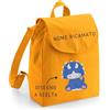 MAYRA Zaino, Sacca Personalizzabile per Bambino e Bambina in 100% Cotone Organico | Zainetto, Sacchetto per Asilo Nido Scuola Materna | Personalizzato con Ricamo Nome e Disegno (Giallo Ocra)