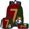 Generic Set di Zaini da Calcio in 3 Pezzi Zaino Leggero Unisex | Zaino scolastico per bambini grande capacità resistente all'acqua con pranzo termico e astuccio