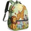 Generic Zaino per la scuola per bambini, motivo animali della giungla, 40,6 cm, stampa completa, giraffa, scimmia, leone, ippopotamo, coccodrillo, koala, foresta tropicale, cartone animato, 02, L, Casual