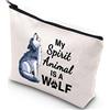 WZMPA Borsa cosmetica a tema lupo ululante regalo per amanti del mio spirito animale è un lupo sacchetto con cerniera sacchetto regalo amante degli animali, Lupo Spirito,, Vestibilità