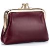 Karoukee Portamonete da Donna in Vera Pelle, Piccolo Portafoglio con 2 Scomparti Separati, Elegante Portamonete per Donna, Chiusura Clic-Clac in Oro