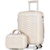 Tavoxda Valigia Set con Beauty Case Leggero ABS+PC Hard Shell Valigia da Viaggio con Ruote Spinner, bianco, 20Inch Set, Hardside moderno